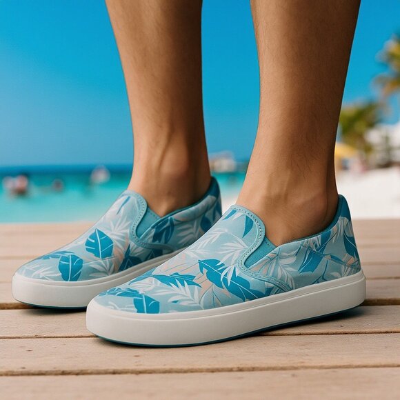 NWT Olukai Lae-ahi Pa'i Canvas Slip On Sneaker in Swell / Aloha 10 - Picture 1 of 13